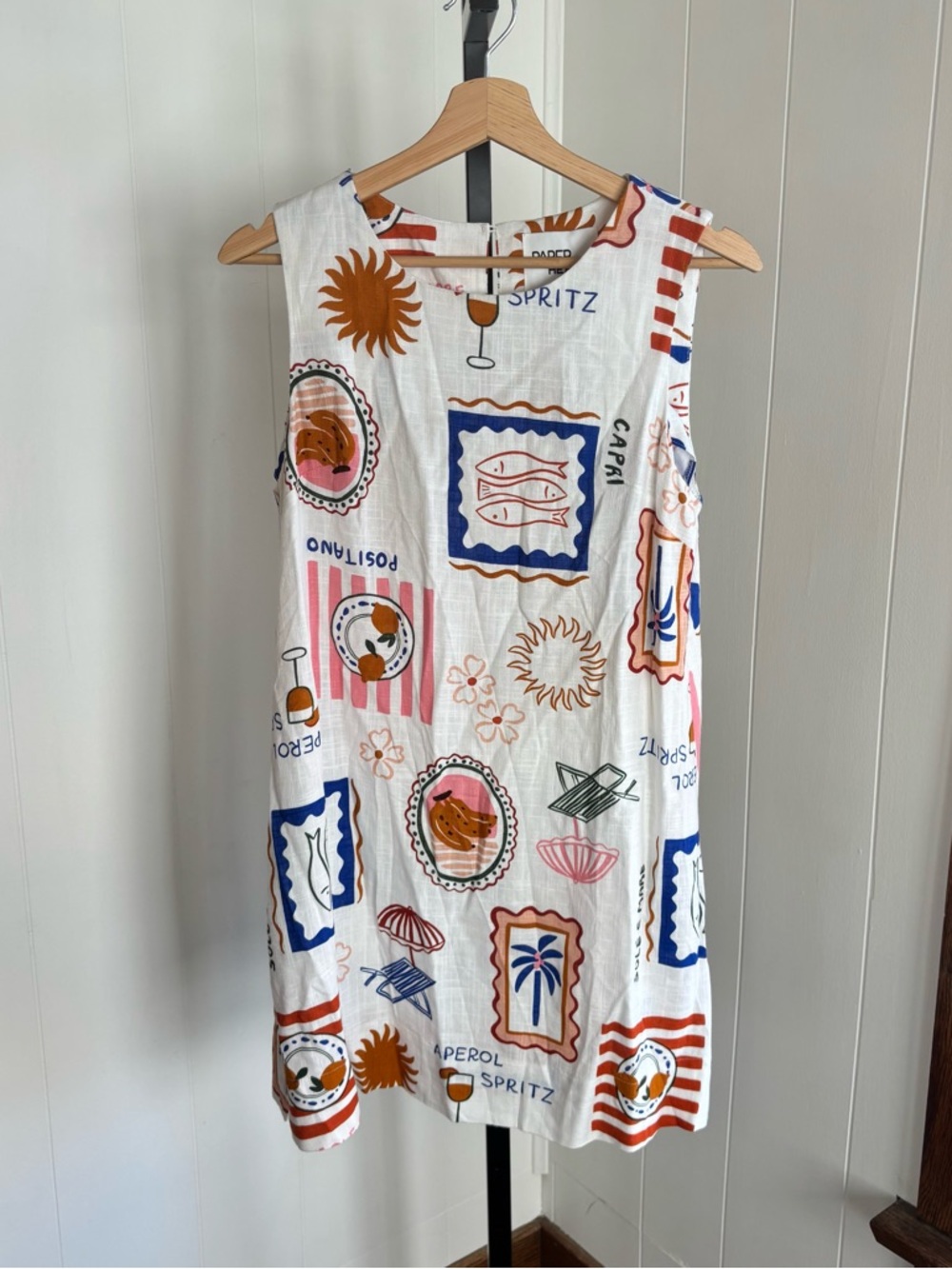 Paper Heart Dress Women S Shift Mini Sleeveless Pockets Linen Blend Italy Aperol